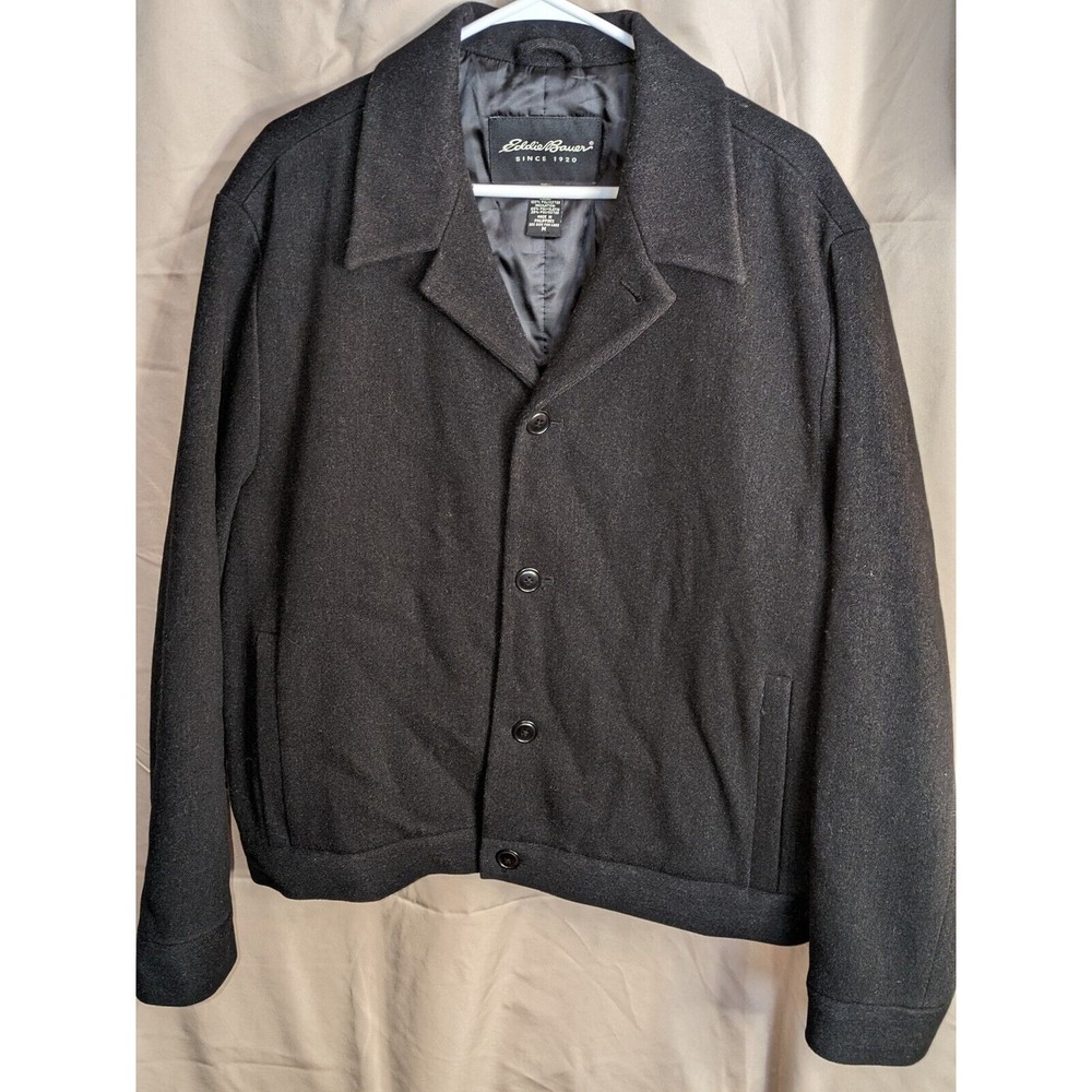 Eddie Bauer Men's Gray Wool Blend Insulated Lined Peacoat w/Thinsulate Medium